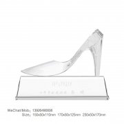 荣誉工艺礼品水晶鞋水晶玻璃水晶鞋高档奖杯摆件高跟鞋创意定做