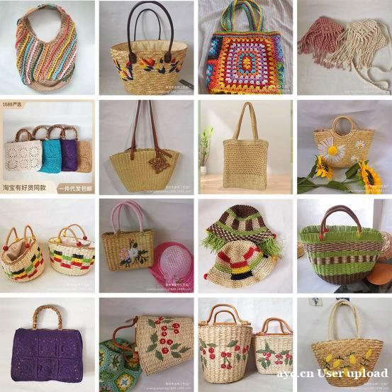 草艺品 塑料管编织 草编包包 收纳筐 草帽 草艺品 塑料管编织 草编包包 收纳筐 草帽